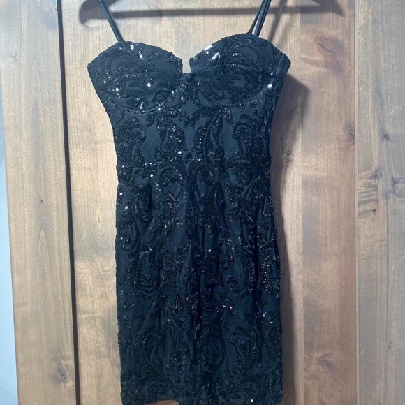 Black Sequence Dress, Size Small - Picture 2 of 2